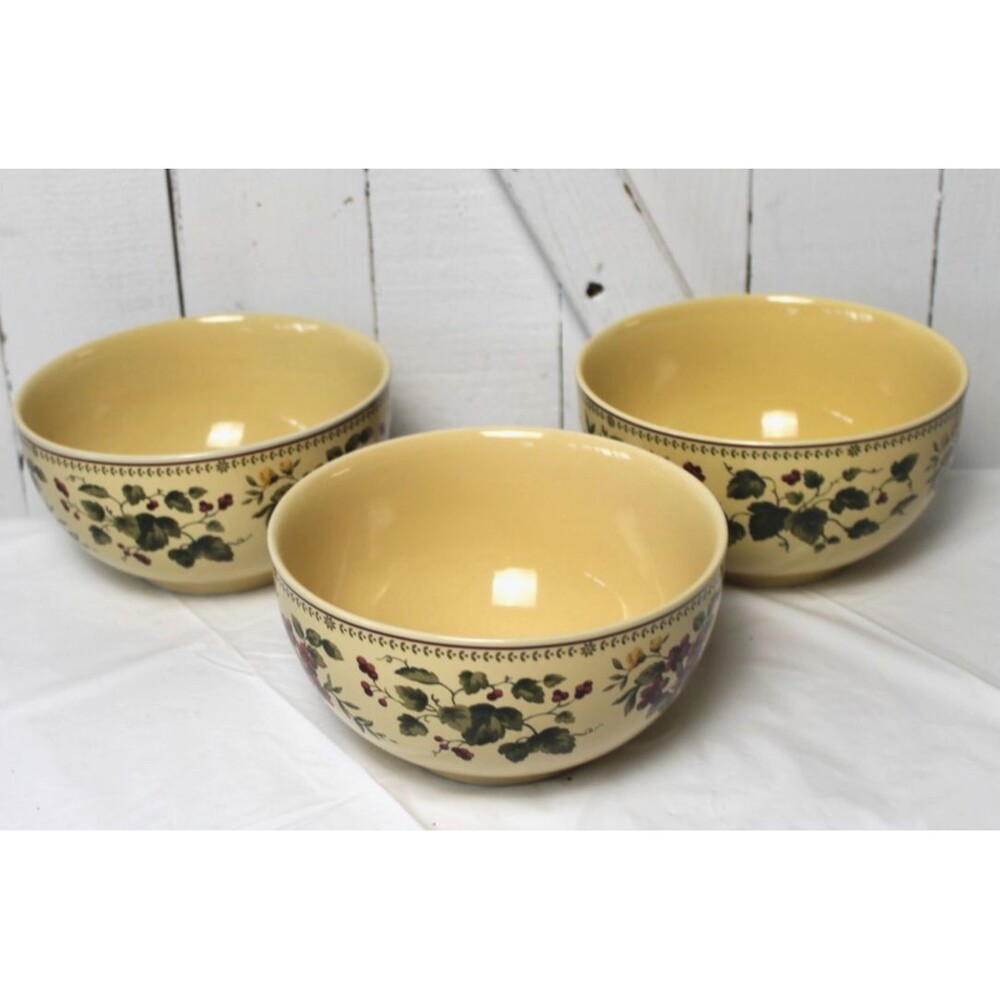WAVERLY Garden Room 3PC Soup Cereal Fruit Bowls Made in Poland EUC 6x3”